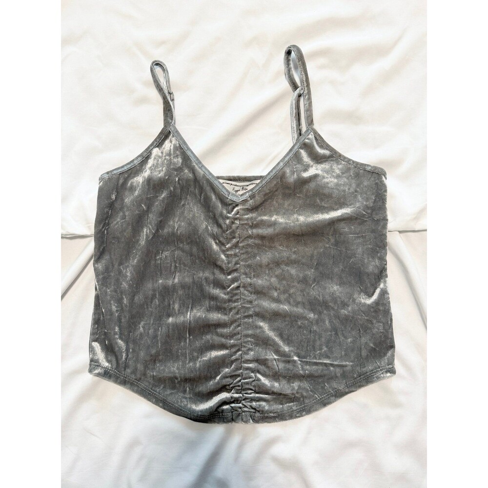 Hippie Rose Gray Crushed Velvet Cami Tank Top size small